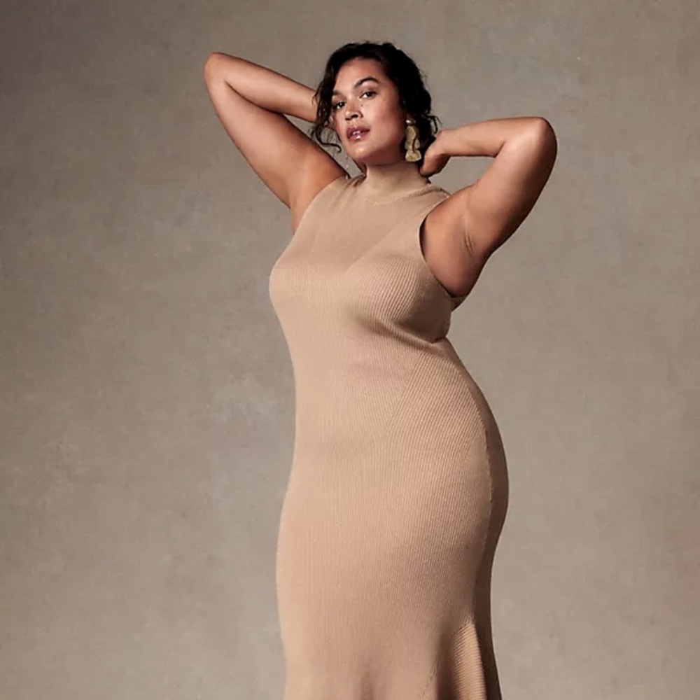 👗 Mock Neck Midi Dress